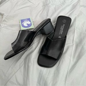 Vintage Black Leather Slides